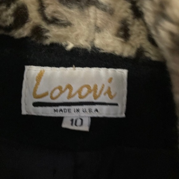 Lorovi  Trench Coat Size 10 Black Wool Cheetah Trim And Over Head Scarf + 1 - Picture 8 of 10